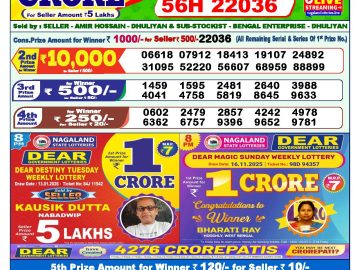 Dear lottery 1 PM Results 14.01.2026