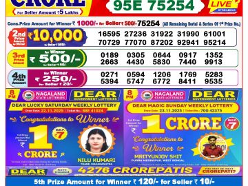 Dear lottery 8 PM Results 17.01.2026