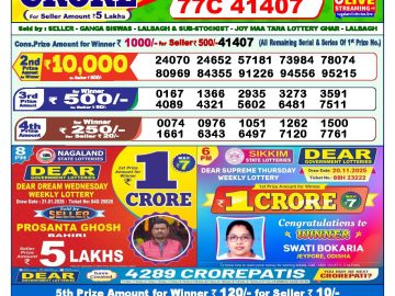Dear lottery 1 PM Results 22.01.2026