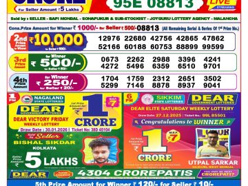 Dear lottery 8 PM Results 30.01.2026