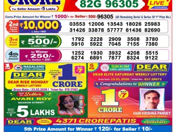 Dear lottery 8 PM Results 23.02.2026
