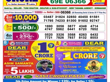 Dear lottery 8 PM Results 19.02.2026