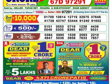Dear lottery 1 PM Results 26.02.2026