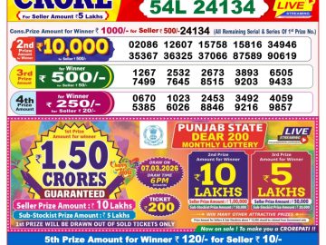 Dear lottery 8 PM Results 26.02.2026