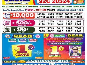 Dear lottery 6 PM Results 22.03.2026
