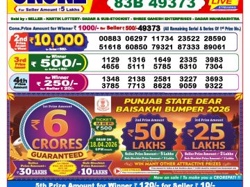 Dear lottery 8 PM Results 30.03.2026