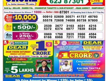Dear lottery 8 PM Results 08.03.2026