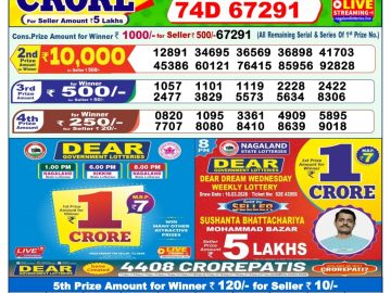 Dear lottery 1 PM Results 20.03.2026
