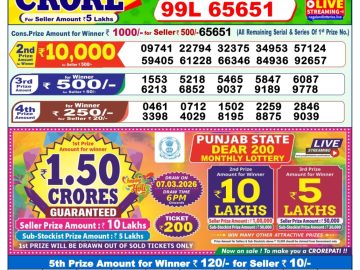 Dear lottery 1 PM Results 03.03.2026