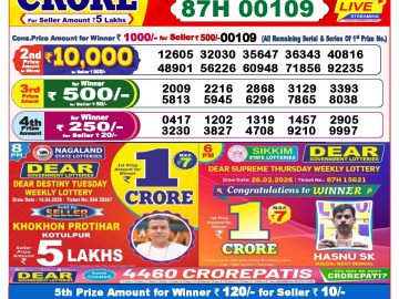 Dear lottery 8 PM Results 15.04.2026