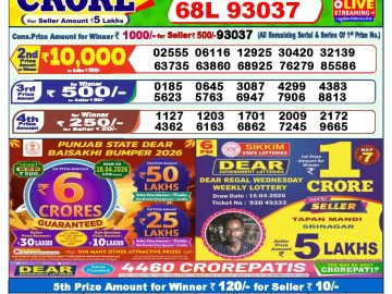 Dear lottery 1 PM Results 16.04.2026