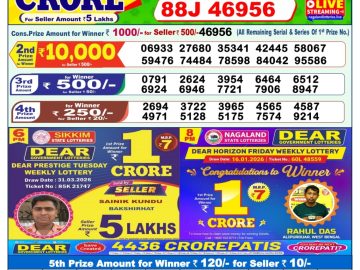 Dear lottery 1 PM Results 01.04.2026