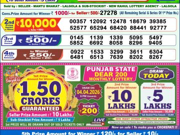Dear lottery 1 PM Results 04.04.2026
