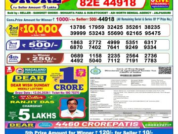 Dear lottery 1 PM Results 13.04.2026