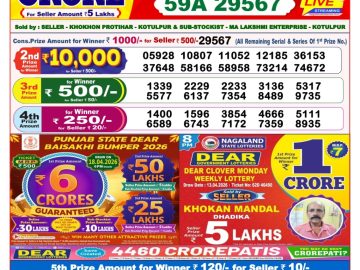 Dear lottery 8 PM Results 14.04.2026