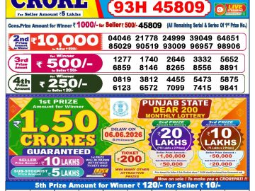 Dear lottery 6 PM Results 23.05.2026