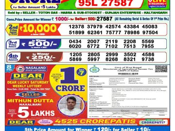 Dear lottery 1 PM Result 25.05.2026