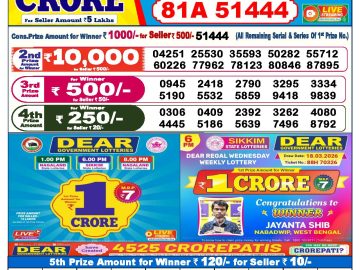 Dear lottery 6 PM Results 30.05.2026