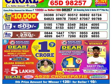 Dear lottery 1 PM Results 31.05.2026