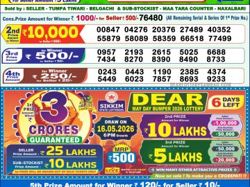 Dear lottery 1 PM Result 10.05.2026