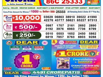 Dear lottery 6 PM Results 10.05.2026