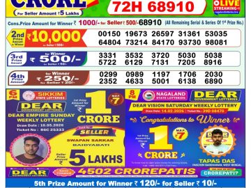 Dear lottery 1 PM Result 12.05.2026