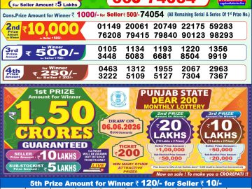 Dear lottery 1 PM Result 17.05.2026
