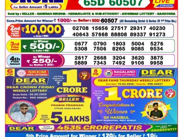 Dear lottery 8 PM Results 06.06.2026