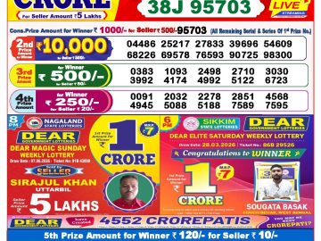Dear lottery 8 PM Results 09.06.2026