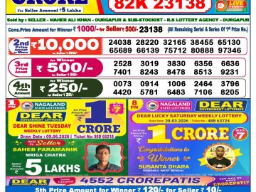 Dear lottery 6 PM Results 10.06.2026