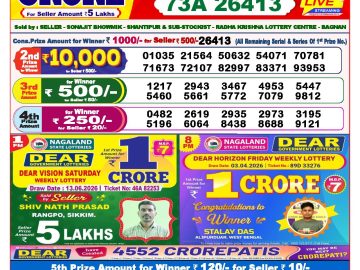 Dear lottery 8 PM Results 14.06.2026