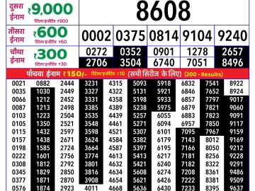 Rajshree Monday Weekly lottery 08.00PM 22.06.2026
