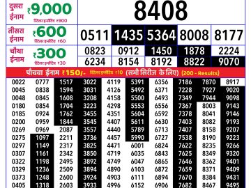 Rajshree Tuesday Weekly lottery 08.00PM 16.06.2026
