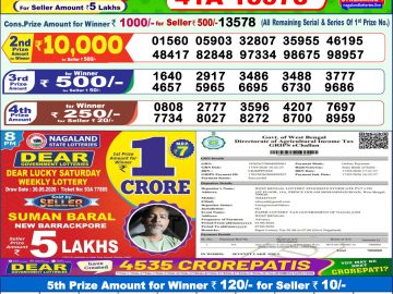 Dear lottery 1 PM Results 01.06.2026