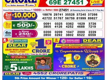 Dear lottery 8 PM Results 08.06.2026