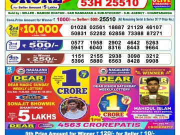 Dear lottery 1 PM Results 16.06.2026
