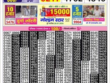 Golden Star Thursday Weekly lottery 08.30PM 30.07.2026