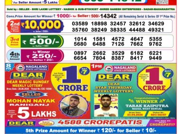 Dear lottery 8 PM Results 01.07.2026