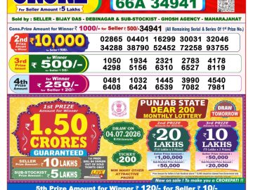Dear lottery 8 PM Results 03.07.2026