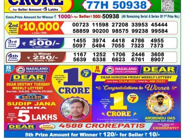 Dear lottery 1 PM Results 03.07.2026