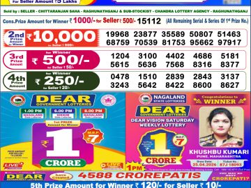 Dear lottery 6 PM Results 03.07.2026
