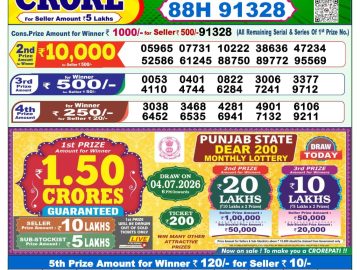 Dear lottery 1 PM Results 04.07.2026
