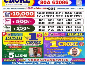 Dear lottery 6 PM Results 04.07.2026