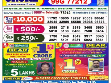 Dear lottery 6 PM Results 08.07.2026