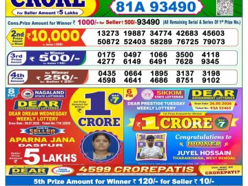 Dear lottery 1 PM Results 11.07.2026