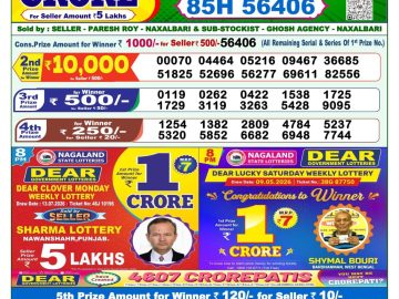 Dear lottery 1 PM Results 15.07.2026