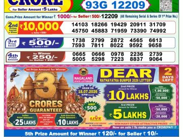 Dear lottery 1 PM Results 16.07.2026