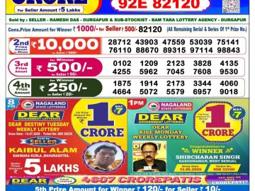 Dear lottery 6 PM Results 16.07.2026