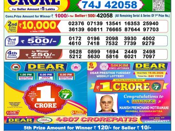 Dear lottery 1 PM Results 17.07.2026