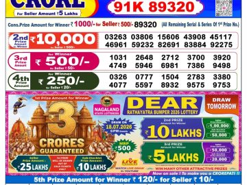Dear lottery 6 PM Results 17.07.2026